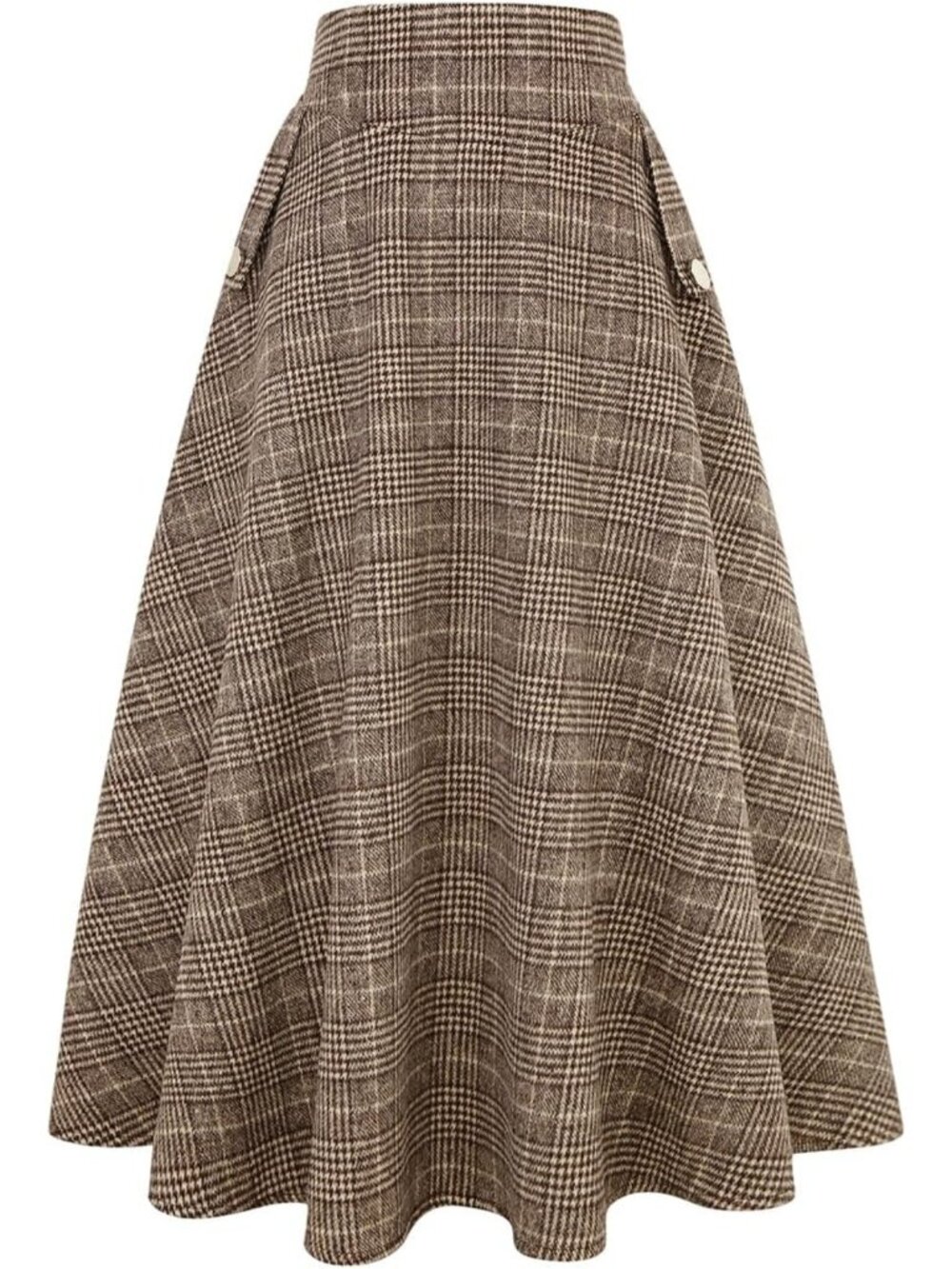 Cozy High Waisted Wool Plaid A-Line Long Skirt for Fall & Winter Fashion